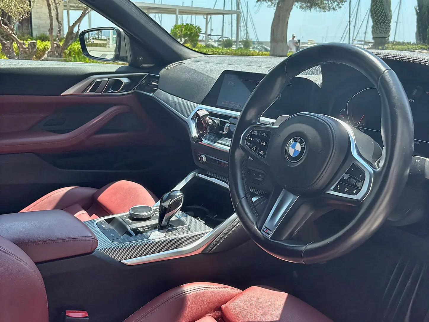 BMW M440i Cabrio - driver cockpit with Tacora Red leather