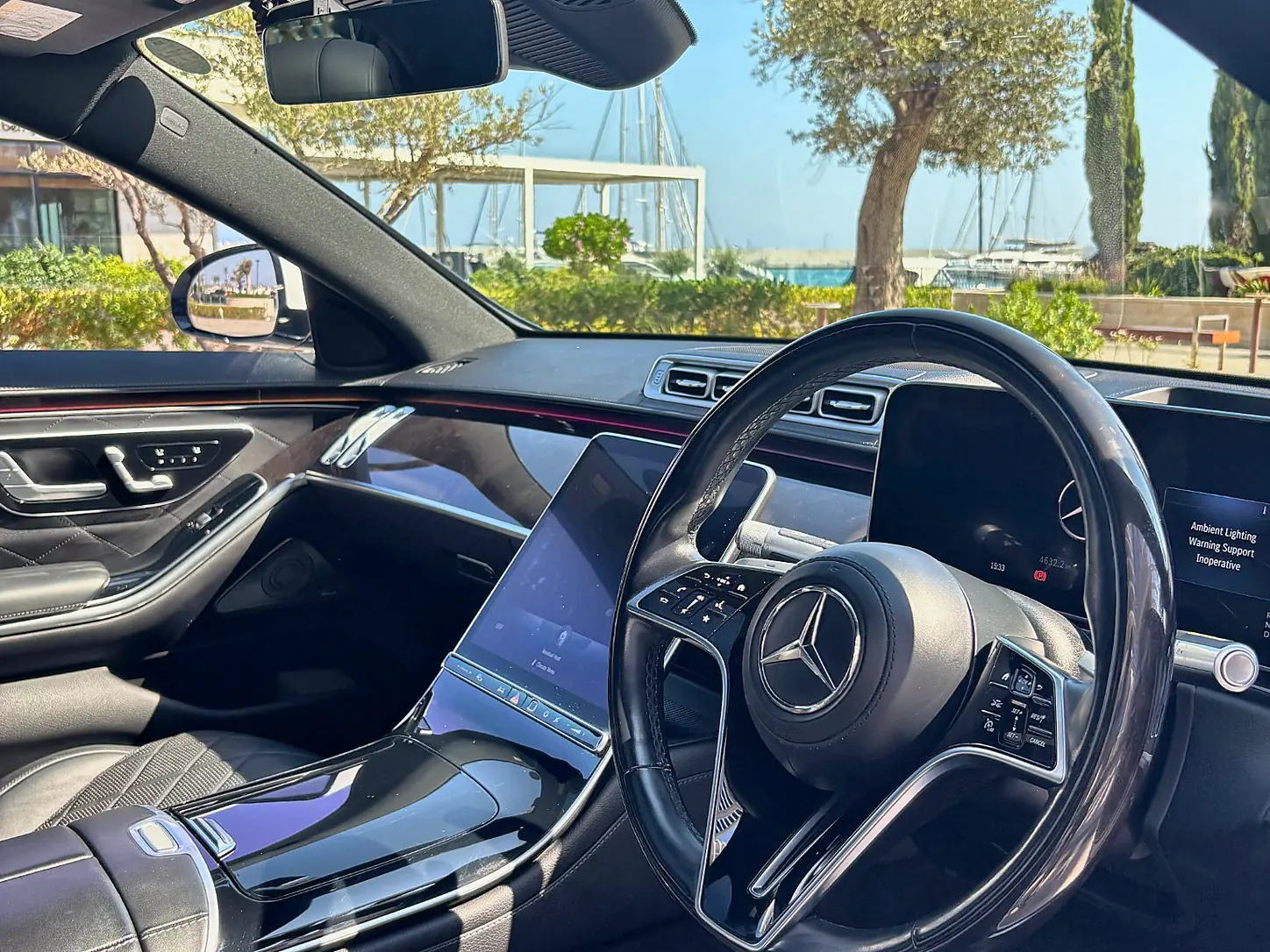Mercedes S 400 d - driver cockpit with MBUX OLED display