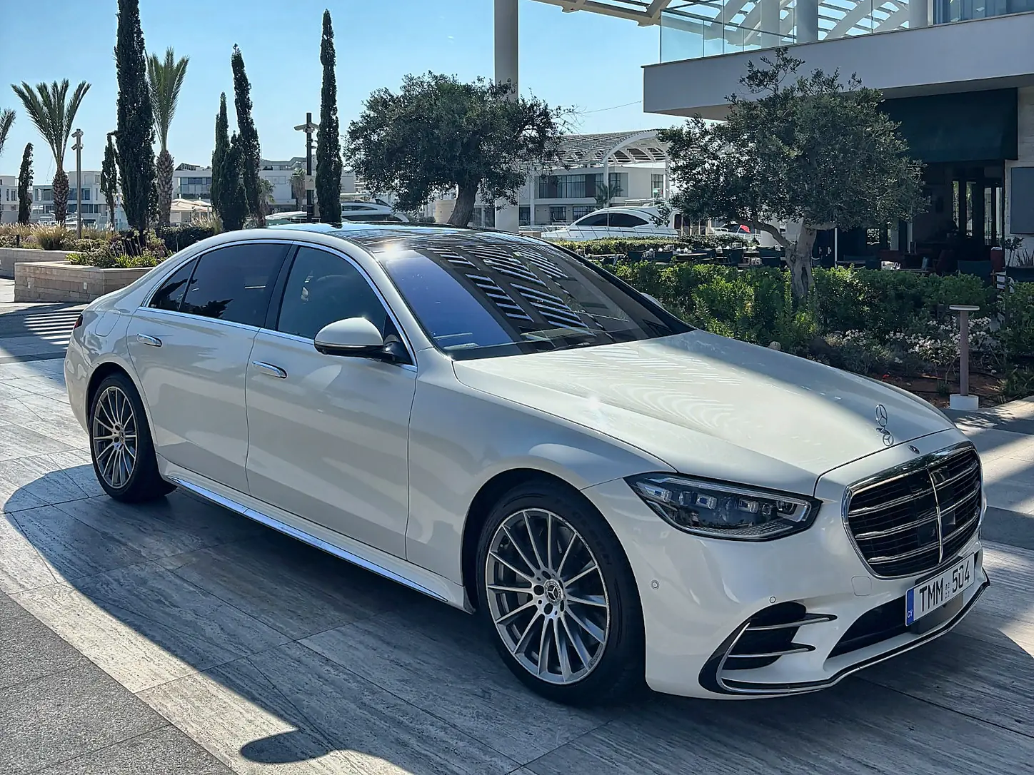 White Mercedes S-Class